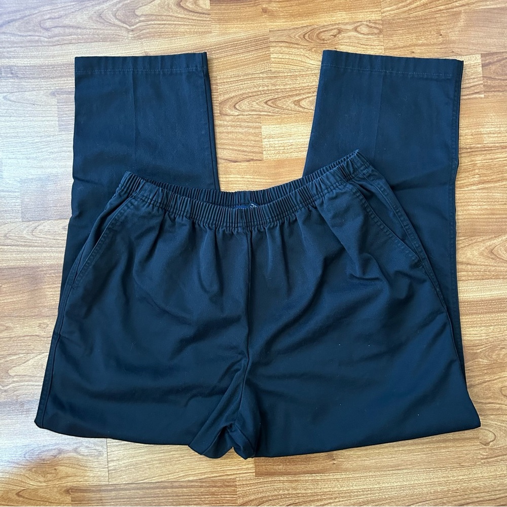 Lands’ End black cotton elastic waist pants